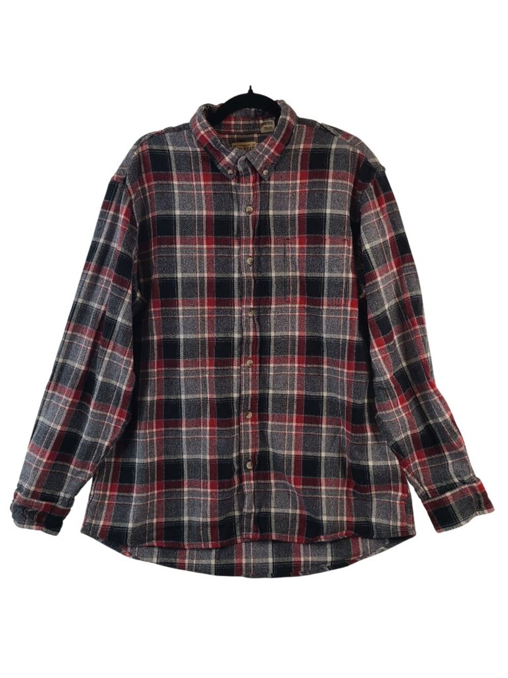 Red Head Men's Plaid Button-Up Long Sleeve Flannel Shirt Red & Black Sz XL